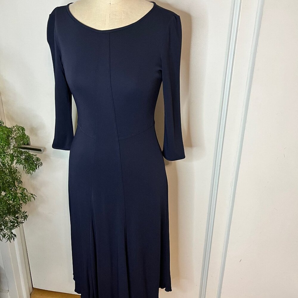 Vintage GIORGIO ARMANI Navy Scoop‎ Neck Midi Dress Size 44 (8)